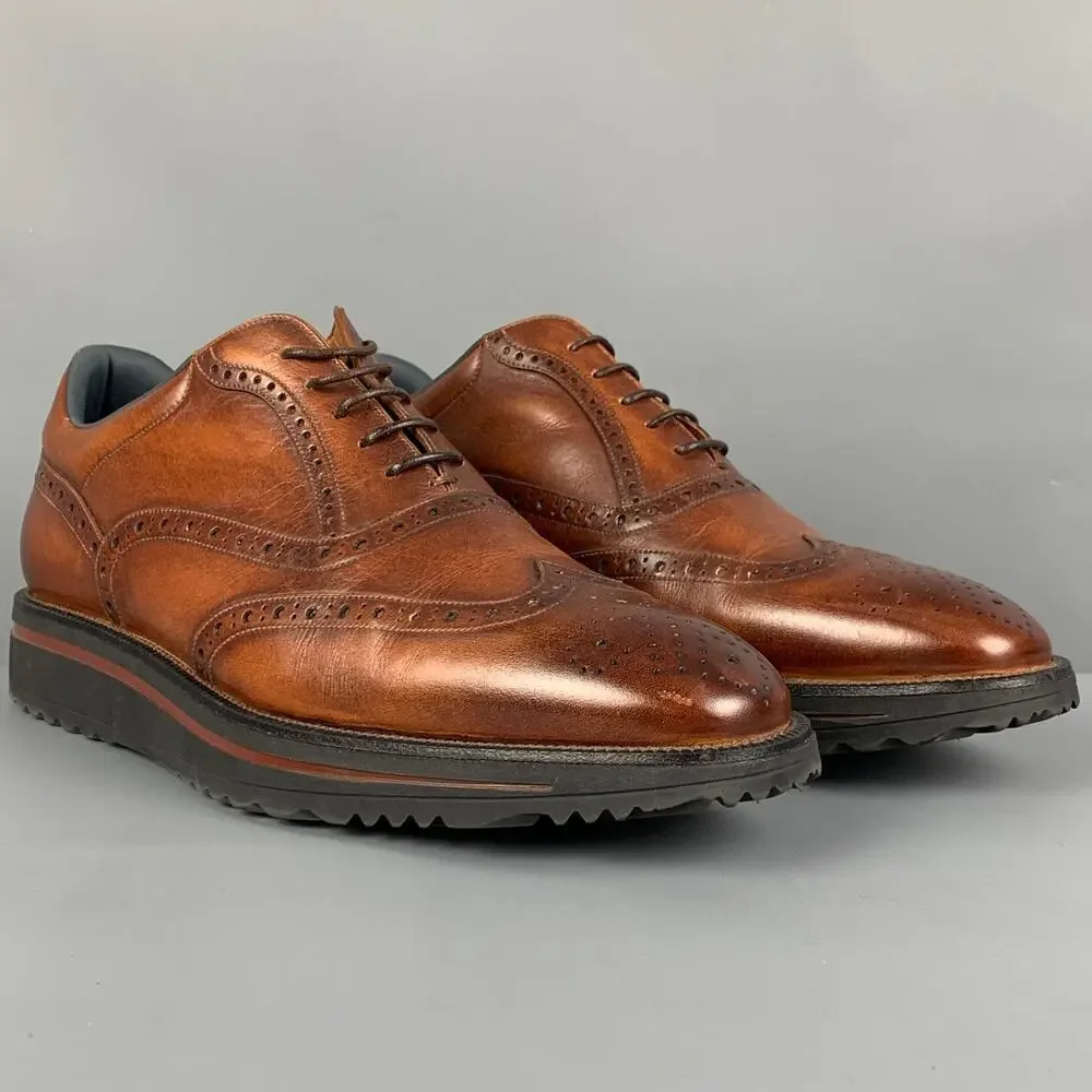 BALLY Size 8.5 Brown Antique Leather Wingtip Lace Up Shoes
